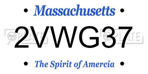 2VWG37 Massachusetts License Plate
