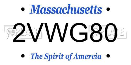 2VWG80 Massachusetts License Plate