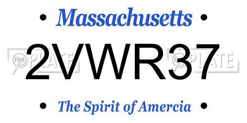 2VWR37 Massachusetts License Plate