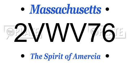 2VWV76 Massachusetts License Plate