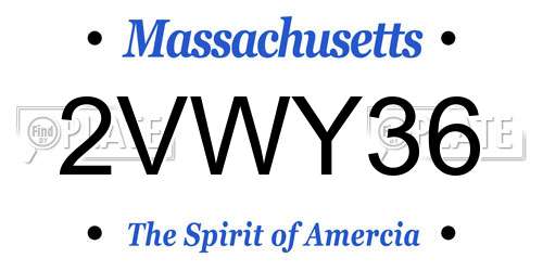 2VWY36 Massachusetts License Plate