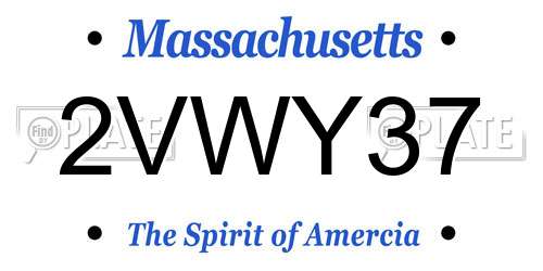 2VWY37 Massachusetts License Plate