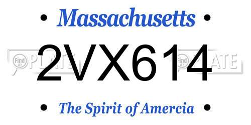 2VX614 Massachusetts License Plate