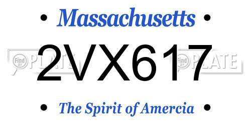 2VX617 Massachusetts License Plate