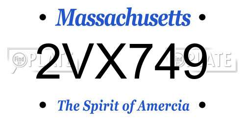 2VX749 Massachusetts License Plate