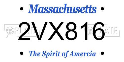 2VX816 Massachusetts License Plate