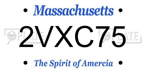 2VXC75 Massachusetts License Plate