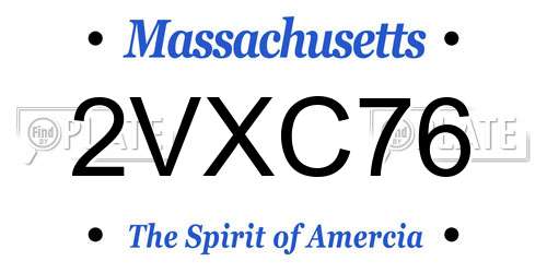 2VXC76 Massachusetts License Plate