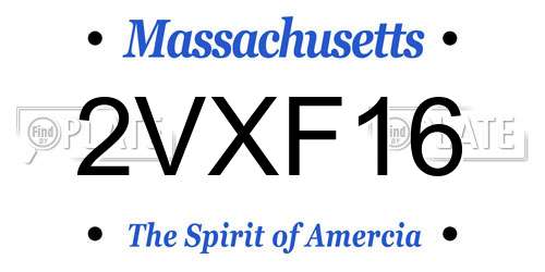 2VXF16 Massachusetts License Plate