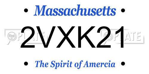 2VXK21 Massachusetts License Plate