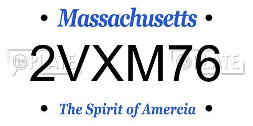 2VXM76 Massachusetts License Plate