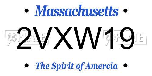 2VXW19 Massachusetts License Plate