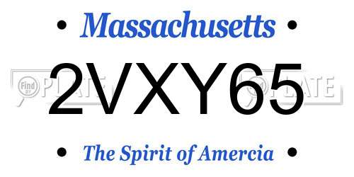 2VXY65 Massachusetts License Plate