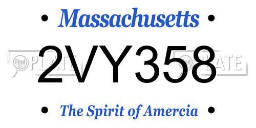 2VY358 Massachusetts License Plate