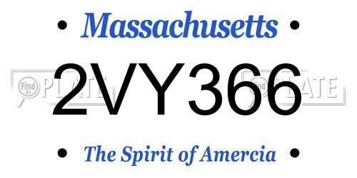 2VY366 Massachusetts License Plate