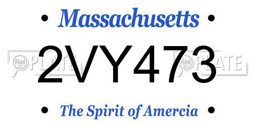 2VY473 Massachusetts License Plate