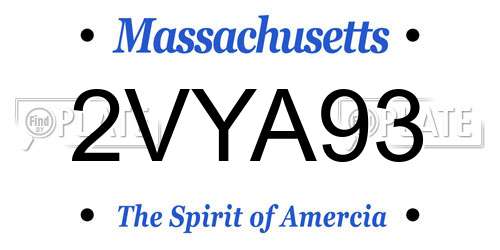 2VYA93 Massachusetts License Plate