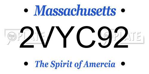 2VYC92 Massachusetts License Plate