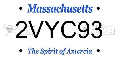 2VYC93 Massachusetts License Plate