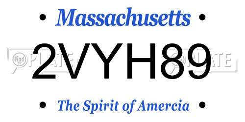 2VYH89 Massachusetts License Plate