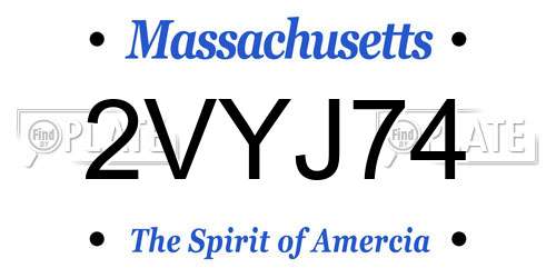 2VYJ74 Massachusetts License Plate
