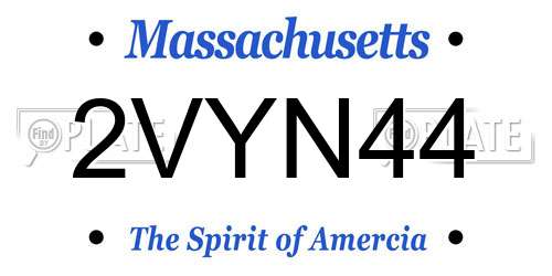 2VYN44 Massachusetts License Plate