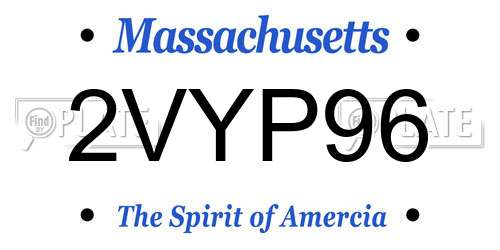 2VYP96 Massachusetts License Plate