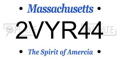 2VYR44 Massachusetts License Plate
