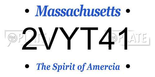 2VYT41 Massachusetts License Plate
