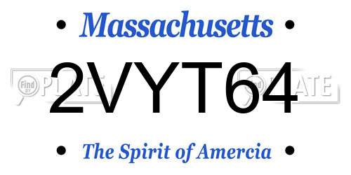 2VYT64 Massachusetts License Plate