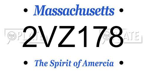 2VZ178 Massachusetts License Plate