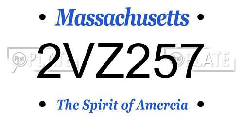 2VZ257 Massachusetts License Plate