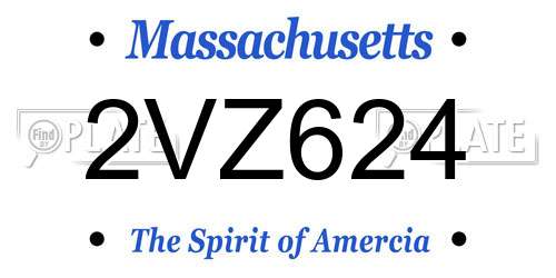 2VZ624 Massachusetts License Plate