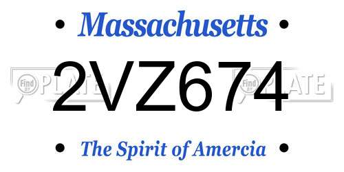 2VZ674 Massachusetts License Plate