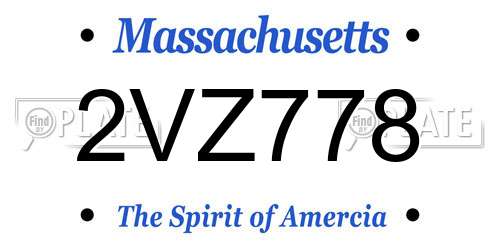 2VZ778 Massachusetts License Plate