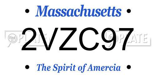2VZC97 Massachusetts License Plate