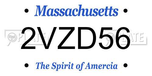 2VZD56 Massachusetts License Plate