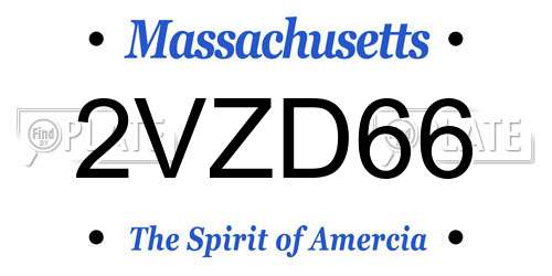 2VZD66 Massachusetts License Plate