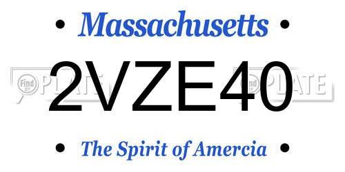 2VZE40 Massachusetts License Plate