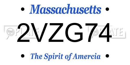 2VZG74 Massachusetts License Plate