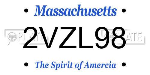 2VZL98 Massachusetts License Plate
