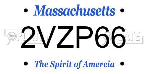 2VZP66 Massachusetts License Plate