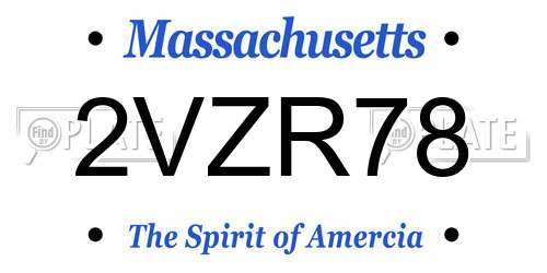 2VZR78 Massachusetts License Plate
