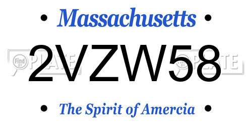 2VZW58 Massachusetts License Plate
