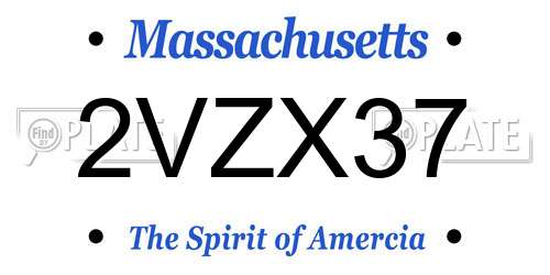 2VZX37 Massachusetts License Plate