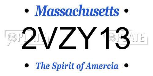 2VZY13 Massachusetts License Plate