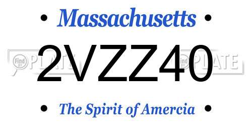 2VZZ40 Massachusetts License Plate
