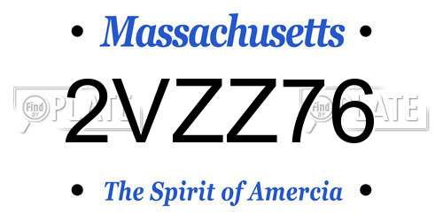 2VZZ76 Massachusetts License Plate