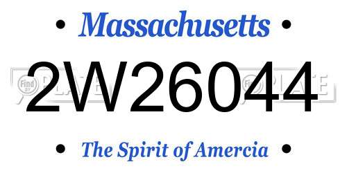 2W26044 Massachusetts License Plate