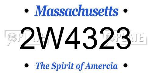 2W4323 Massachusetts License Plate
